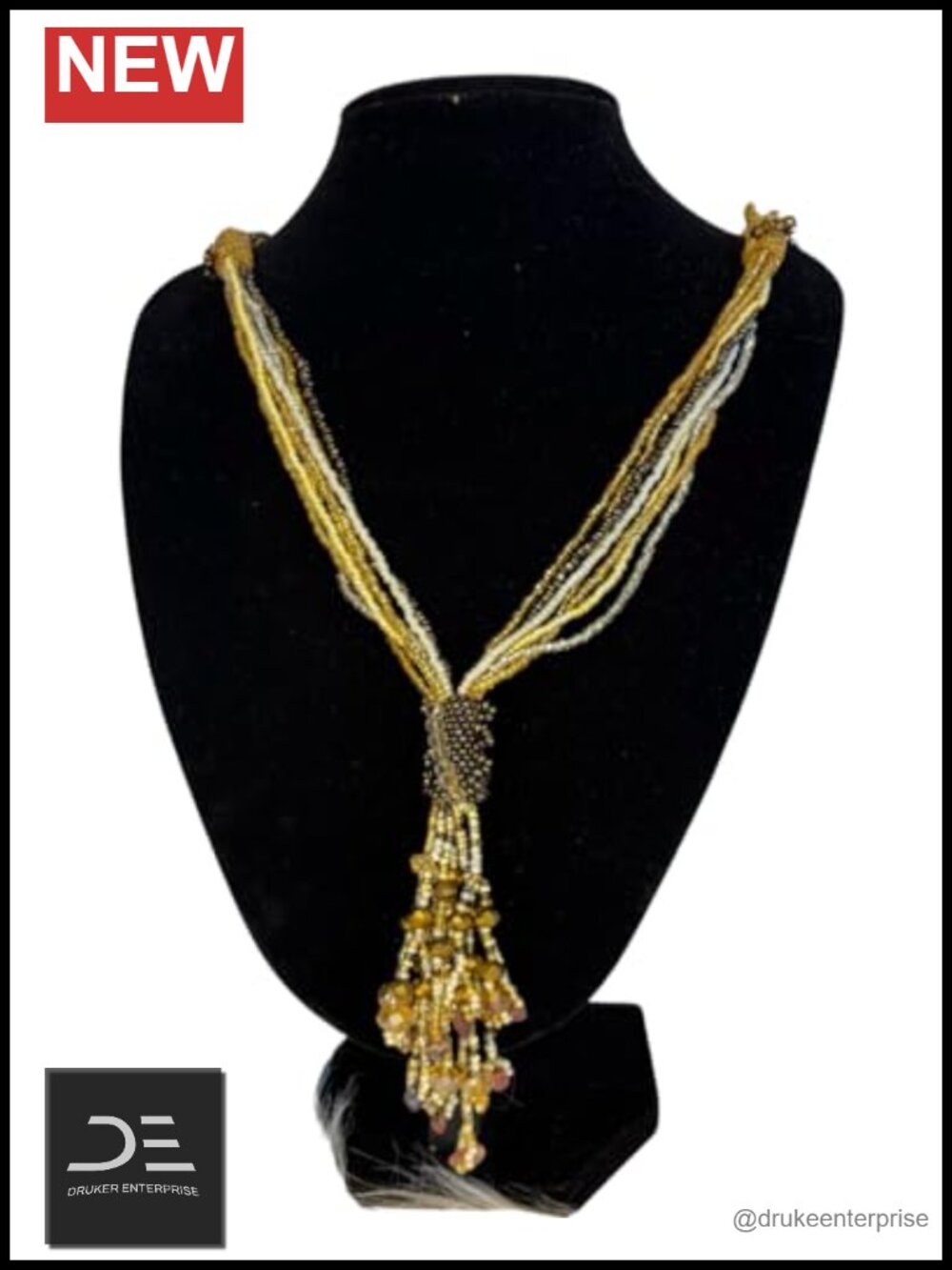 Handmade Long Beaded Necklace 19 Inch Artisan Statement Jewelry for Women